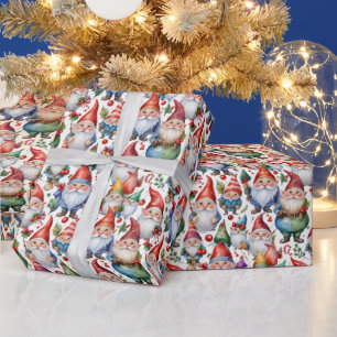 Papel De Presente Gnomo de Natal festivo