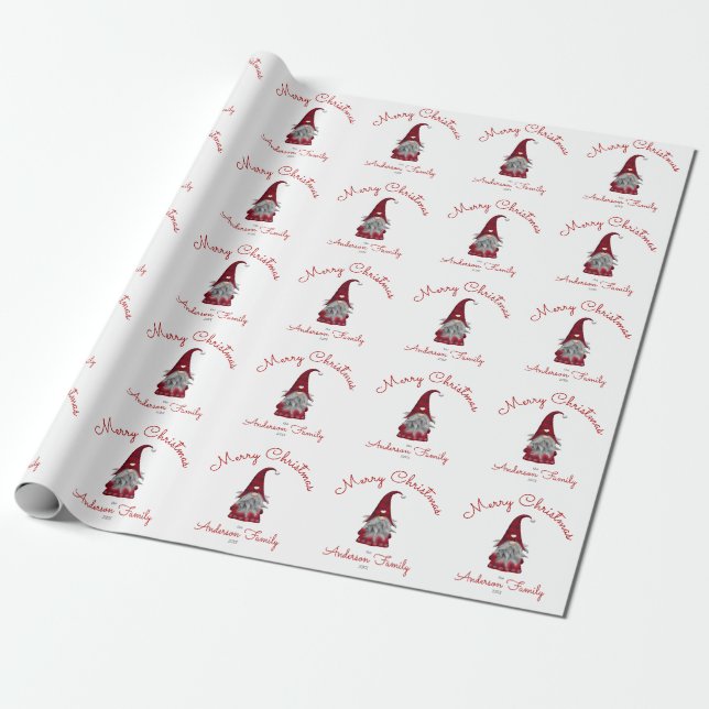 Papel De Presente Gnomo Divertido de Natal Personalizado Rústico (Desenrolado)