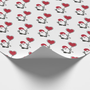 Papel De Presente Gnomo fofo do Dia dos Namorados com balão em forma
