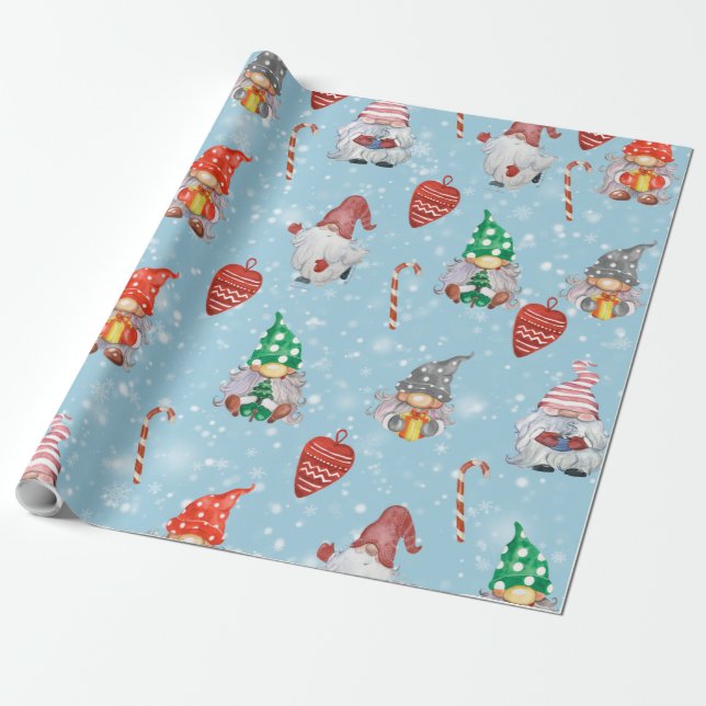 Papel De Presente Gnomo Hearts & Candy Cane Christmas (Desenrolado)