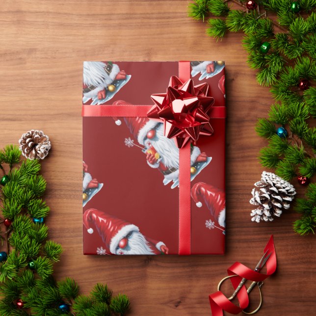 Papel De Presente Gnomo Norueguês Que Detém Um Cocktail De Sumo De M (Presente de Natal)