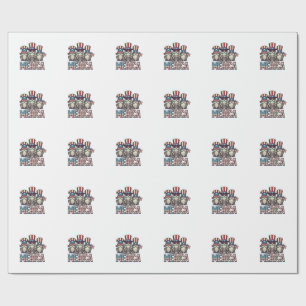 Papel De Presente Gnomo Patriótico Merica Design Vector Vintage_1