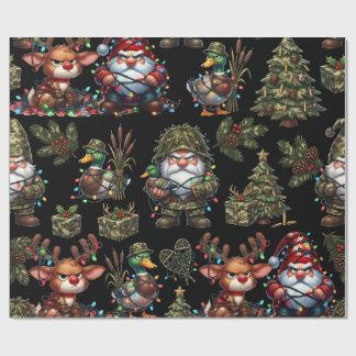 Papel De Presente Gnomos Camuflados de Caça ao Pato