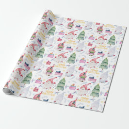 Papel De Presente Gnomos de aquarelas de Natal