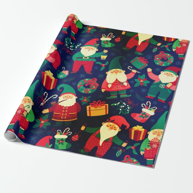 Papel De Presente Gnomos de Natal (Desenrolado)
