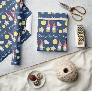 Papel De Presente Gnomos de Natal Apaixonados Aquarela Pintada à Mão