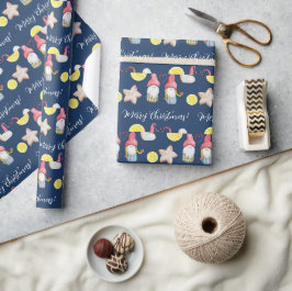 Papel De Presente Gnomos De Natal Apaixonados Pintados À Mão