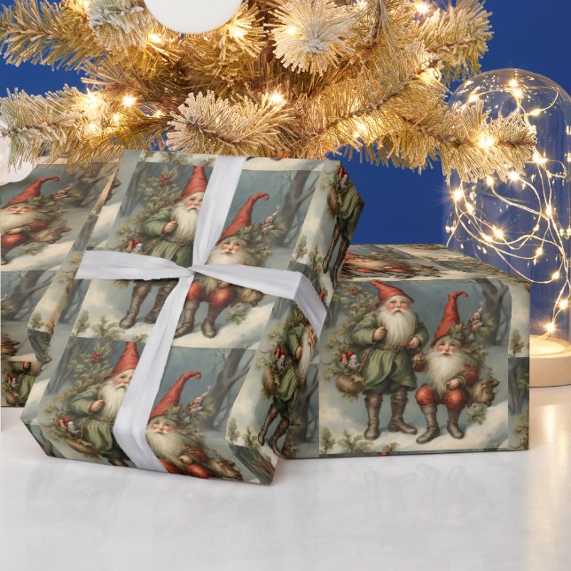 Papel De Presente Gnomos de Natal de Fada na Floresta (Feriados)