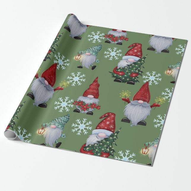 Papel De Presente Gnomos de Neve de Natal (Desenrolado)