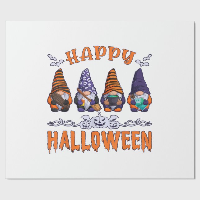 Papel De Presente Gnomos do Halloween (Aberto)