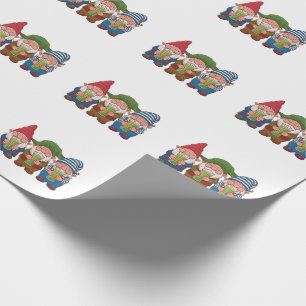 Papel De Presente Gnomos Engraçados Bebendo uma Bebida de Matcha Mág