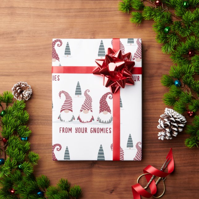 Papel De Presente Gnomos Feriados na design da neve (Presente de Natal)