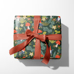 Papel De Presente Gnomos florestais<br><div class="desc">Padrão temático verde-branco e floresta vermelha desenhado por Shelby Allison com minúsculos caracteres gnomos, cogumelos, flores e folhagem.</div>