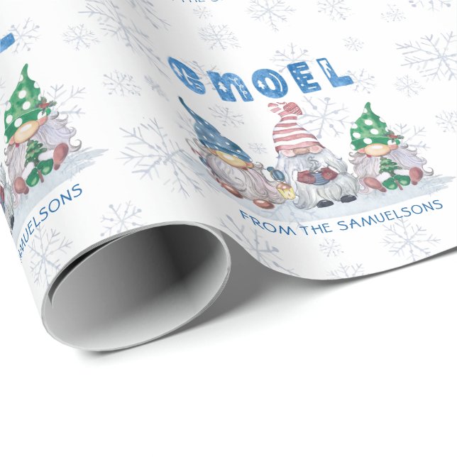 Papel De Presente Gnomos GNOEL no inverno Personalizado (Ponta do rolo)