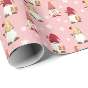 Papel De Presente Gnomos Gnomos Vermelhos Invernos Rosa vermelha Ros