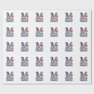 Papel De Presente Gnomos Patrióticos Feliz 4 de Julho Camisa América