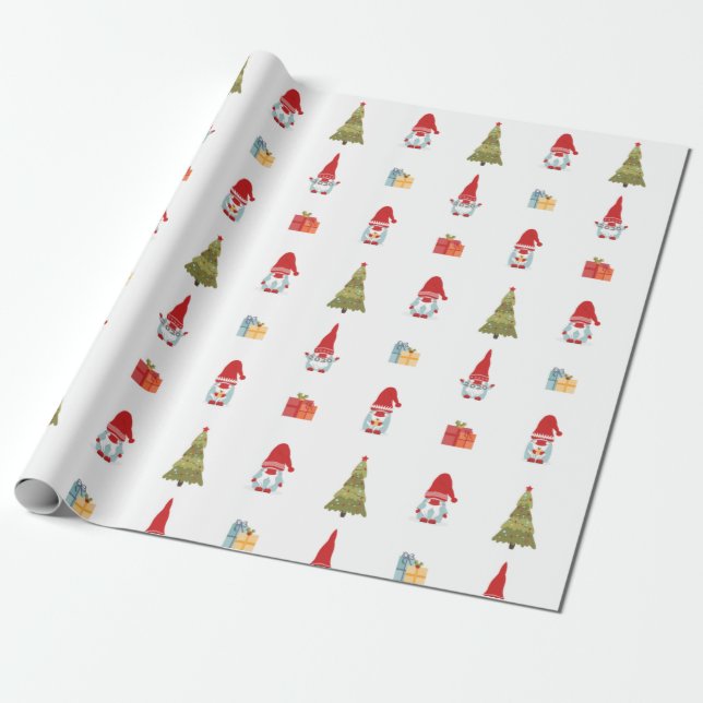 Papel De Presente Gnomos Vestindo Máscara Natal 2020 (Desenrolado)