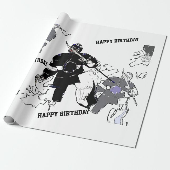 Papel De Presente Goalies Rock! - Jogador De Hóquei No Gelo (Desenrolado)