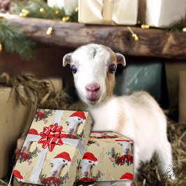 Papel De Presente Goat Christmas Adorable LaMancha Kid em Antlers