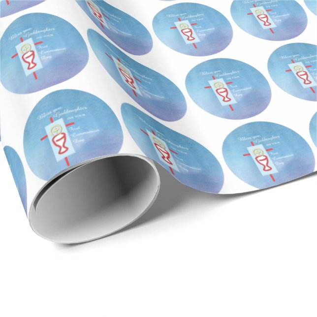 Papel De Presente Godfilha, Primeira Comunhão Sagrada, Turquesa (Ponta do rolo)