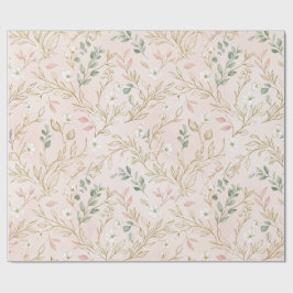 Papel De Presente Gold Blush Floral Wedding Wrap