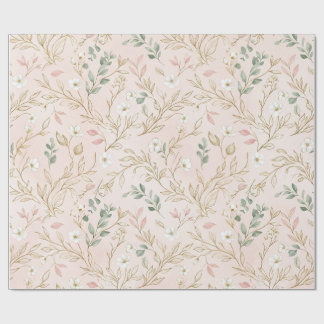 Papel De Presente Gold Blush Floral Wedding Wrap