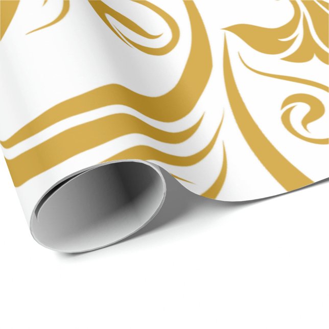 Papel De Presente gold floral & swirl designs on a white background  (Criador carregado)