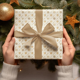 Papel De Presente Gold Snowflake Christmas Wrapping Paper