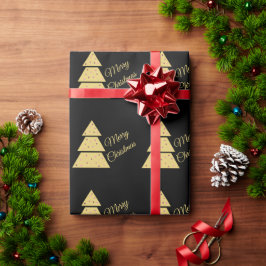 Papel De Presente Golden Christmas Tree Wrapping Paper