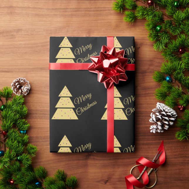 Papel De Presente Golden Christmas Tree Wrapping Paper (Presente de Natal)