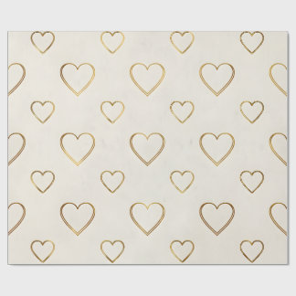 Papel De Presente Golden color heart wrapping paper