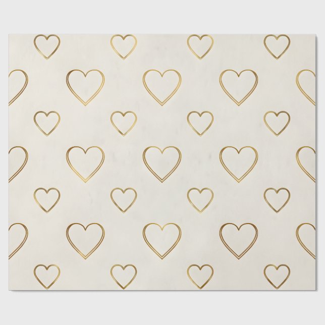 Papel De Presente Golden color heart wrapping paper (Aberto)