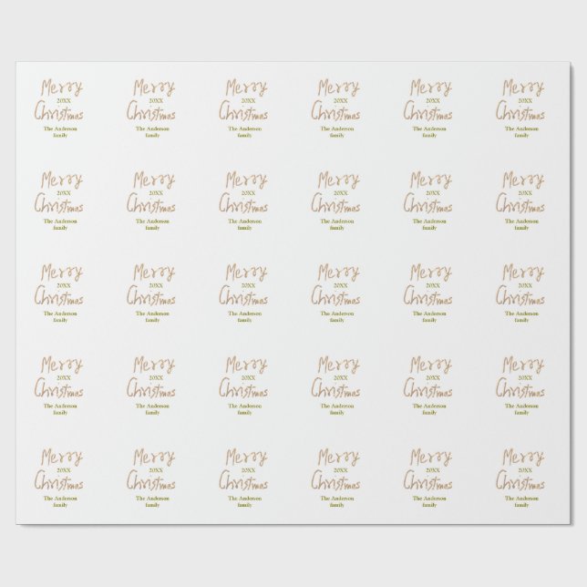 Papel De Presente Golden glitter merry christmas add family name yea (Aberto)