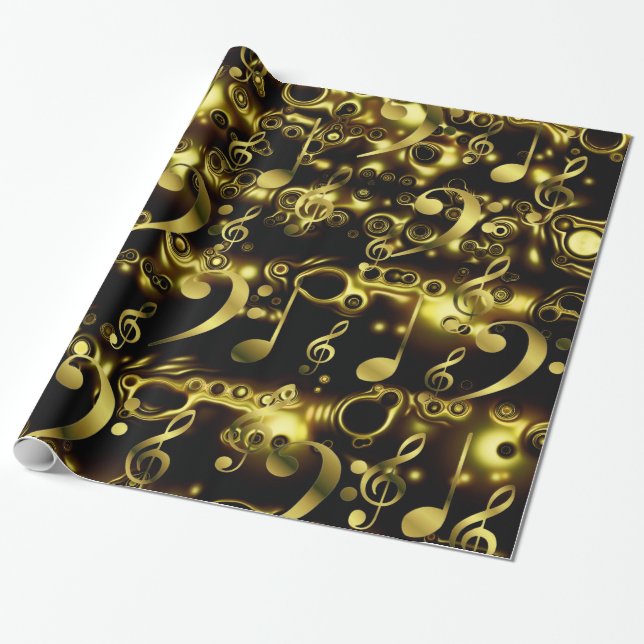 Papel De Presente golden music notes (Desenrolado)
