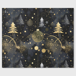 Papel De Presente Golden Noir Christmas
