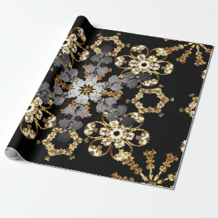 Papel De Presente Golden outline floral decor. Eastern style element