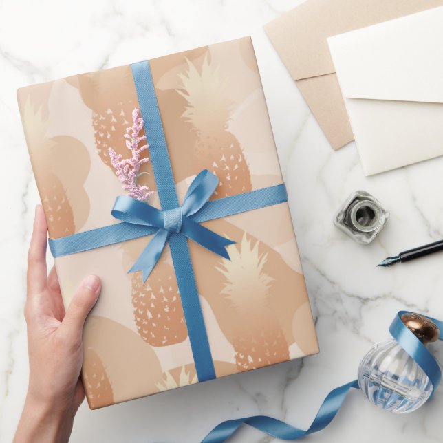 Papel De Presente Golden Pineapples Pattern (Presentear)