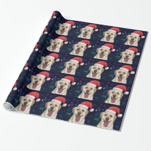 Papel De Presente Golden retriever com o chapéu vermelho de Papai