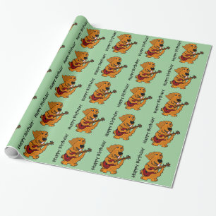 Papel De Presente Golden retriever e aniversário Giftwrap da