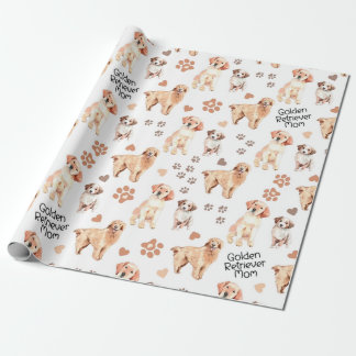 Papel De Presente Golden Retriever Mom Pattern