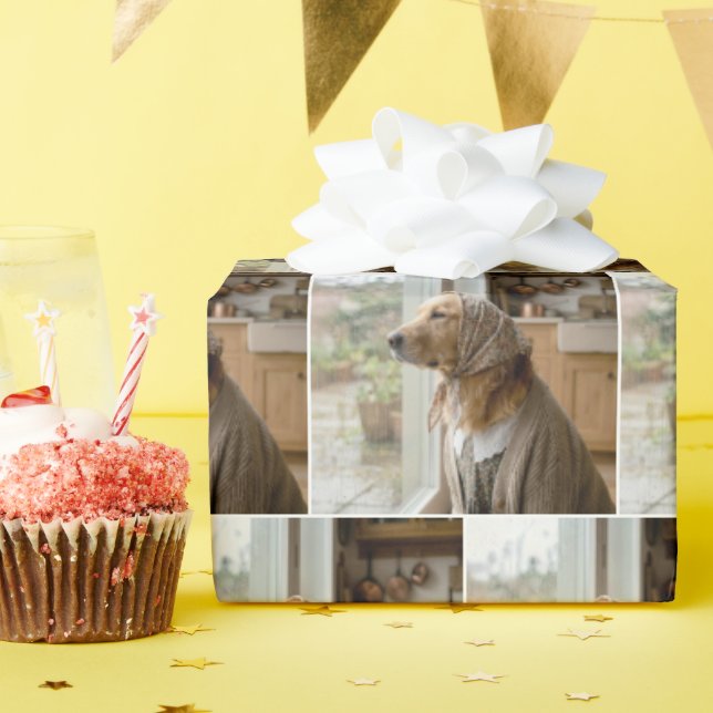 Papel De Presente Golden Retriever Olhando para a Chuva (Festa de aniversário)