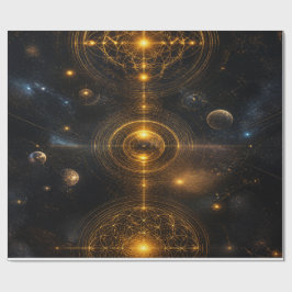 Papel De Presente Golden Sacred Geometry Space
