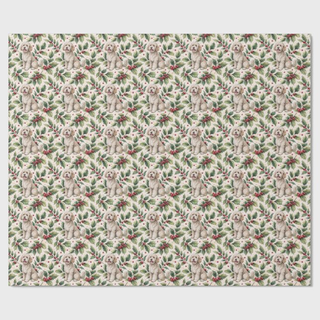 Papel De Presente Goldendoodle Christmas Wrapping Paper (Aberto)