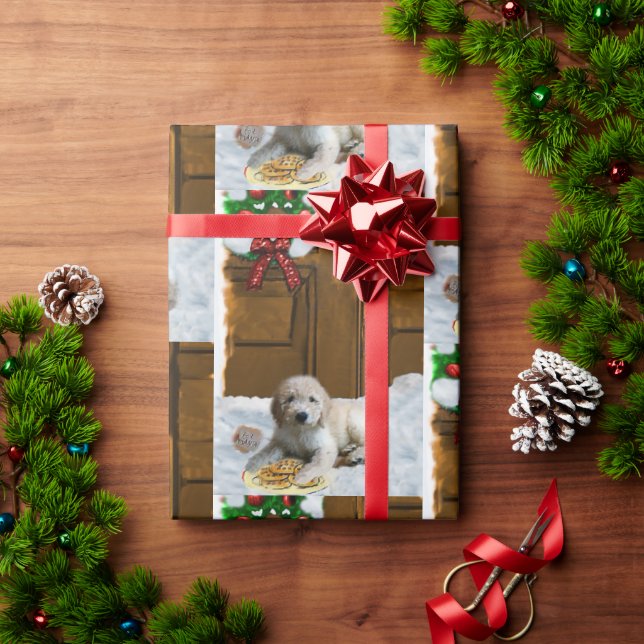 Papel De Presente Goldendoodle Puppy Natal (Presente de Natal)