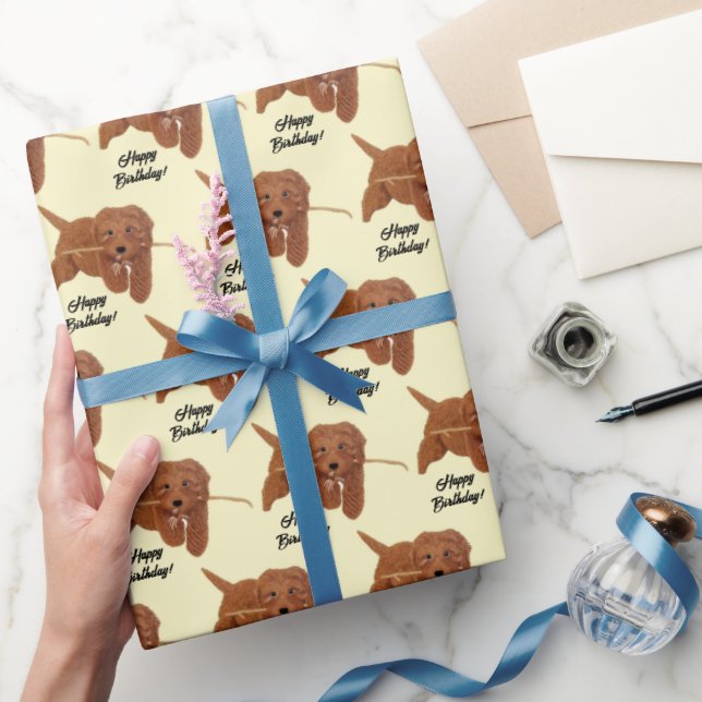 Papel De Presente Goldie Golden Doodle Yellow (Presentear)