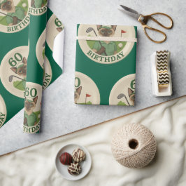 Papel De Presente Golf 60º aniversário para Golfe