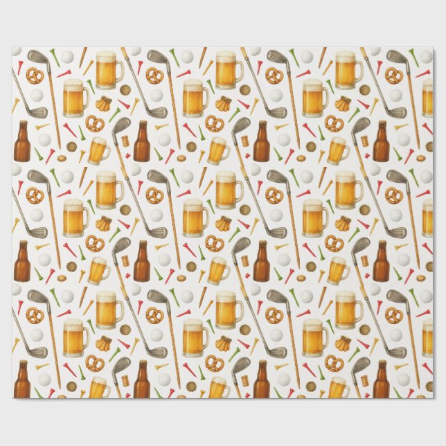Papel De Presente Golf and Beer for Golfer  (Aberto)