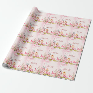 Papel De Presente Golf Bebê Menina para Chuveiro de Bebê em rosa