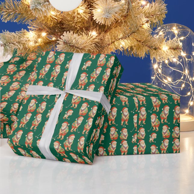 Papel De Presente Golf Christmas Summer temia com Papai Noel (Feriados)