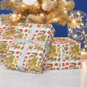 Papel De Presente Golf Christmas Summer temia com Papai Noel